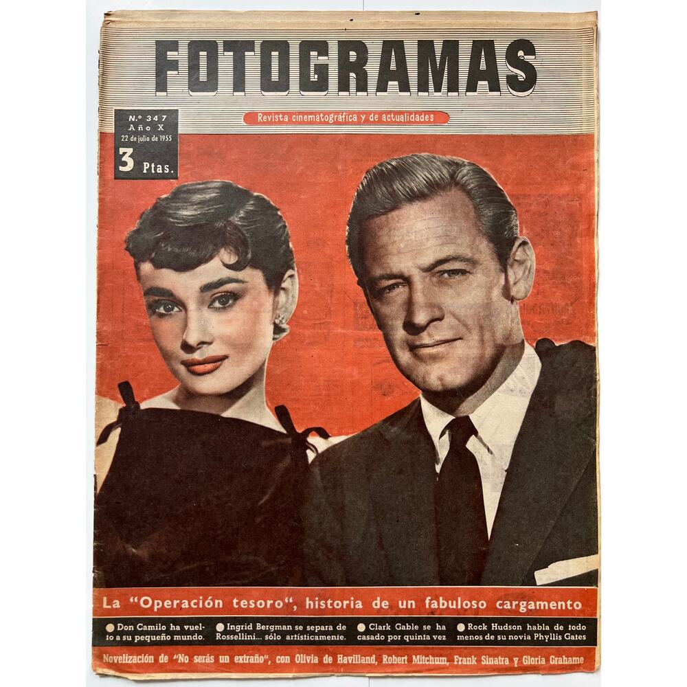 RARE 1955 Spanish William Holden Audrey Hepburn Magazine Breakfast at Tiffany's
